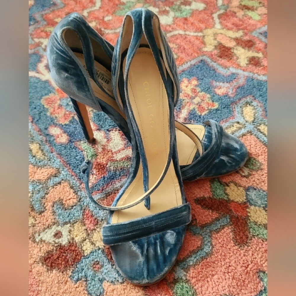 Chloe Gosselin Velvet Narcissus Open-Toe Heels